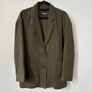 Madewell Lightspun Dorset Dark Green Blazer Size L